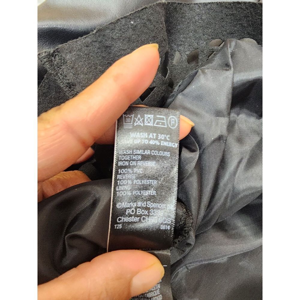 M&S Faux Leather Laser Cut Mini Skirt Y2K S/6 - Picture 11 of 14